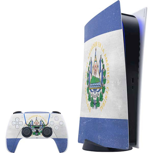 El Salvador Flag Distressed PS5 Digital Edition Bundle Skin